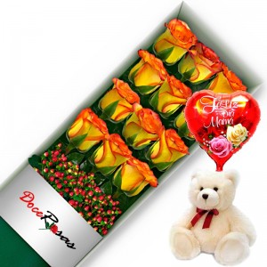 CAJA CON 12 ROSAS CIRCUS MÁS PELUCHE Y GLOBO DÍA DE LA MAMÁ CAJA CON 12 ROSAS CIRCUS MÁS PELUCHE Y GLOBO DÍA DE LA MAMÁ