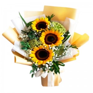 Ramo de 3 Girasoles Más Gipsofilia Flores del campo y Eucalipto Ramo de 3 Girasoles Más Gipsofilia Flores del campo y Eucalipto