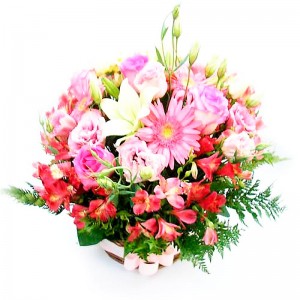 Canastillo Mediano de Flores Pink