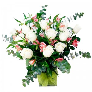 Florero con 12 Rosas Blancas Florero con 12 Rosas Blancas