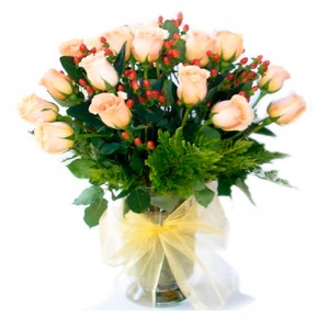 Florero de 24 Rosas Damasco Florero de 24 Rosas Damasco