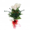 Florero con 6 Rosas Blancas con peluche