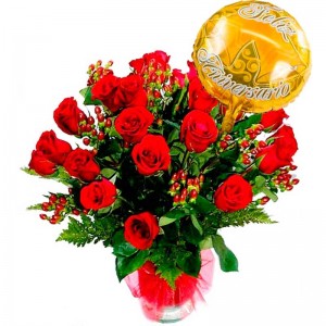 Florero de 24 Rosas Aniversario