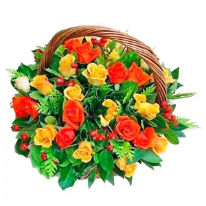 Canastillo Mediano de 24 Rosas Amarillas y Rojas Canastillo Mediano de 24 Rosas Amarillas y Rojas