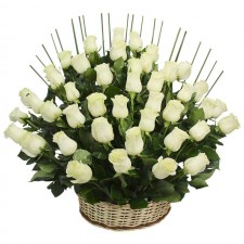 Canastillo Grande con 40 Rosas Blancas