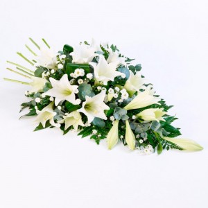 Cubre Urna de flores con 15 Liliums Blancos