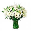Florero de Flores  Gerberas y Lilums Blancos para condolencias