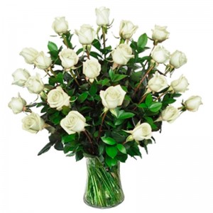 Florero 30 Rosas Blancas para Condolencias Florero 30 Rosas Blancas para Condolencias