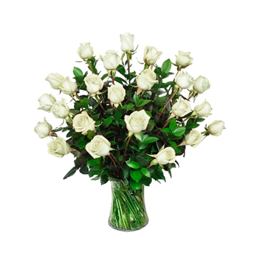 Florero 30 Rosas Blancas para Condolencias