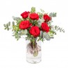 Florero 8 Rosas rojas + Eucaliptos