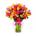 Florero con 30 Rosas Multicolor