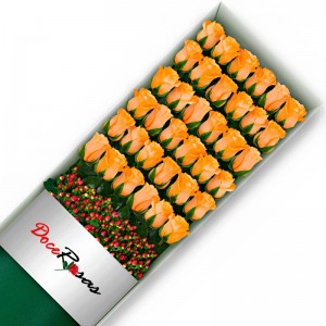 CAJA CON 36 ROSAS DAMASCO